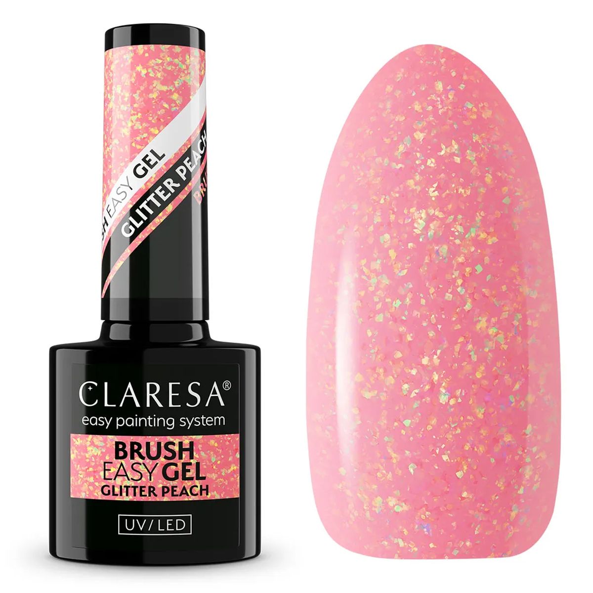 Claresa Pinsel Easy Gel Glitter Peach 5ml