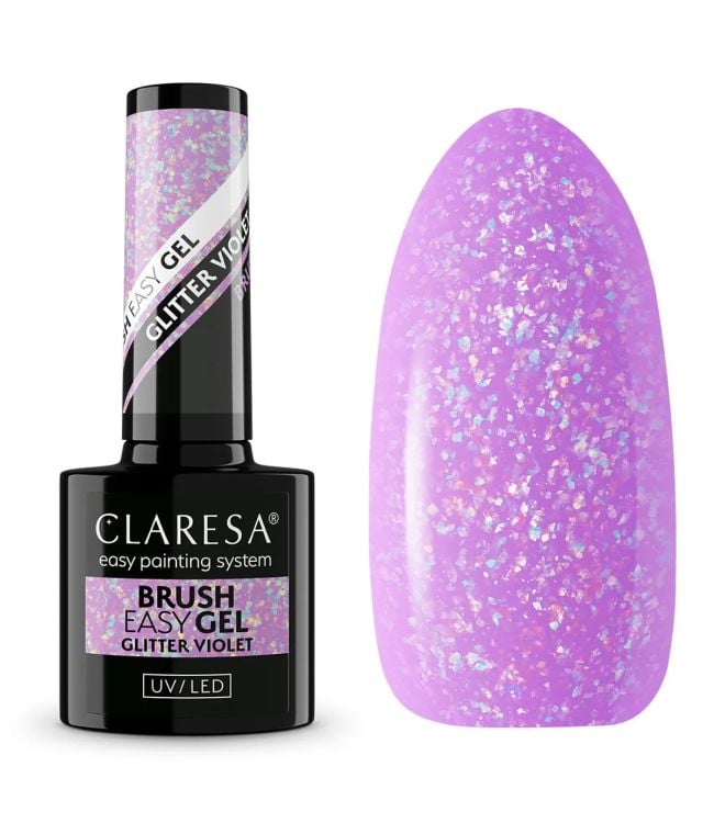 Claresa Brush Easy Gel Glitter Violet 5 ml