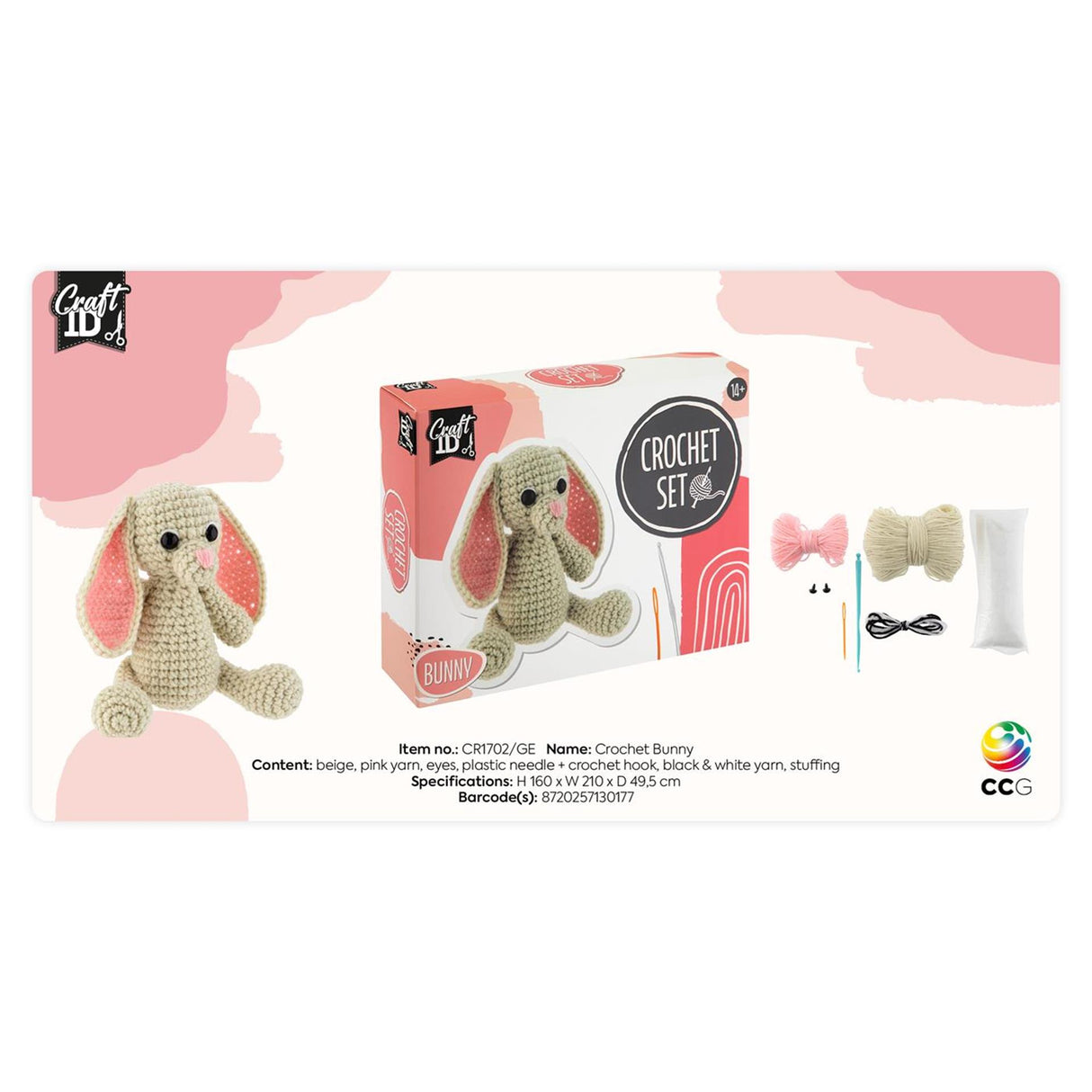 Kit de crochet para grupo de manualidades creativas conejito - incl. aguja e hilo