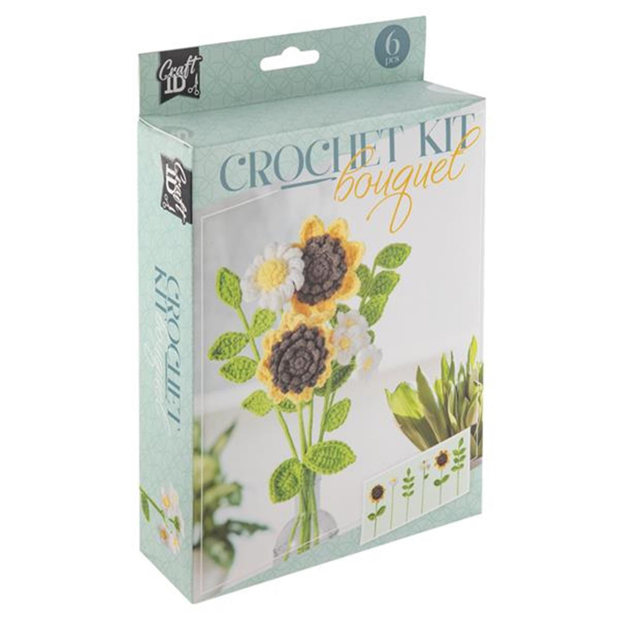Creative craft group crochet set flower bouquet yellow 16x5.5x21cm