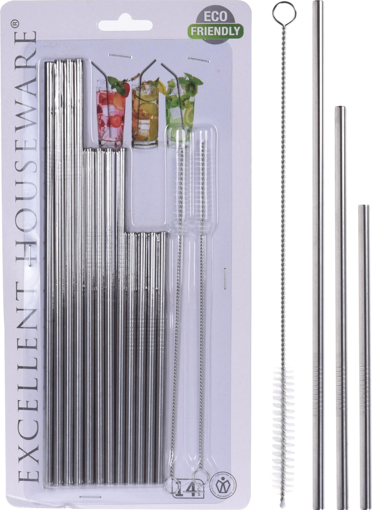 Rietjesset rvs 14-delig met borstel