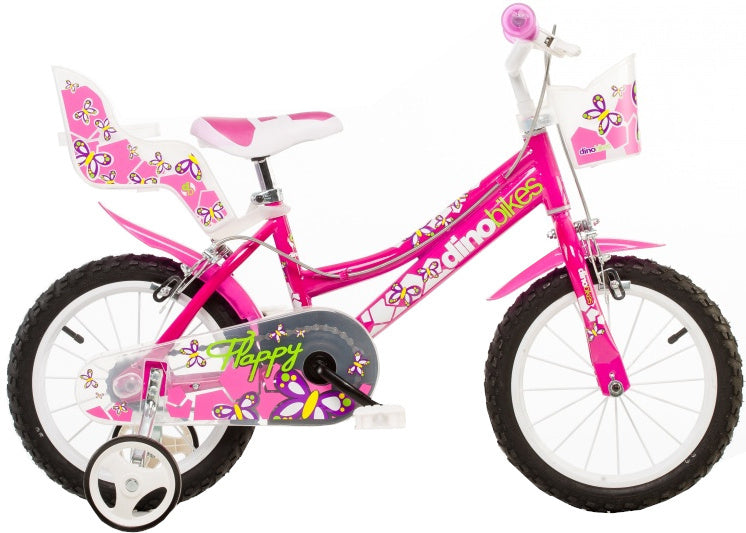 Dino lykkelig 14 tommer 24 cm jenter knijprem rosa