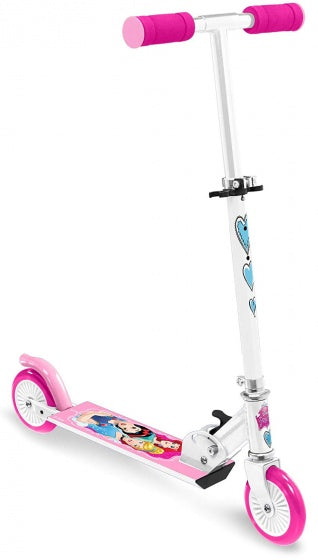 Disney 2-Rad Kinstestp flappbare Foussbrems wäiss rosa