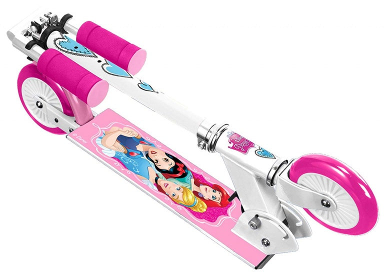 Disney 2-Rad Kinstestp flappbare Foussbrems wäiss rosa