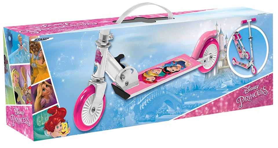 Disney 2-Rad Kinstestp flappbare Foussbrems wäiss rosa