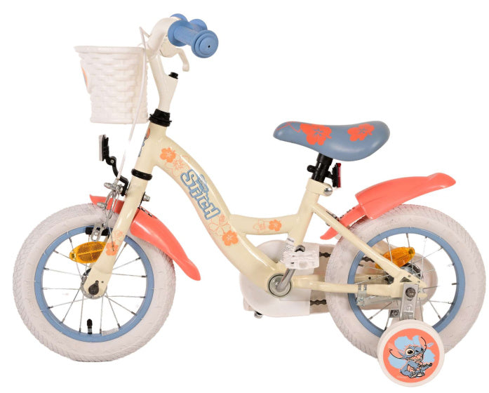 Disney Stitch Dziecięce rower - dziewczyny - 12 cali - Cream Coral Blue