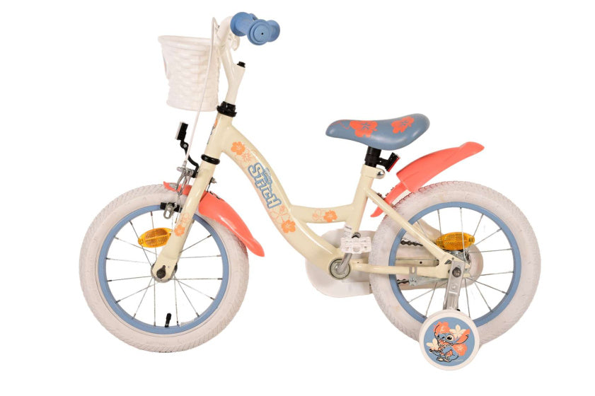 Disney Stitch Children's Bicycle - Girls - 14 Inch - Cream Coral Blue