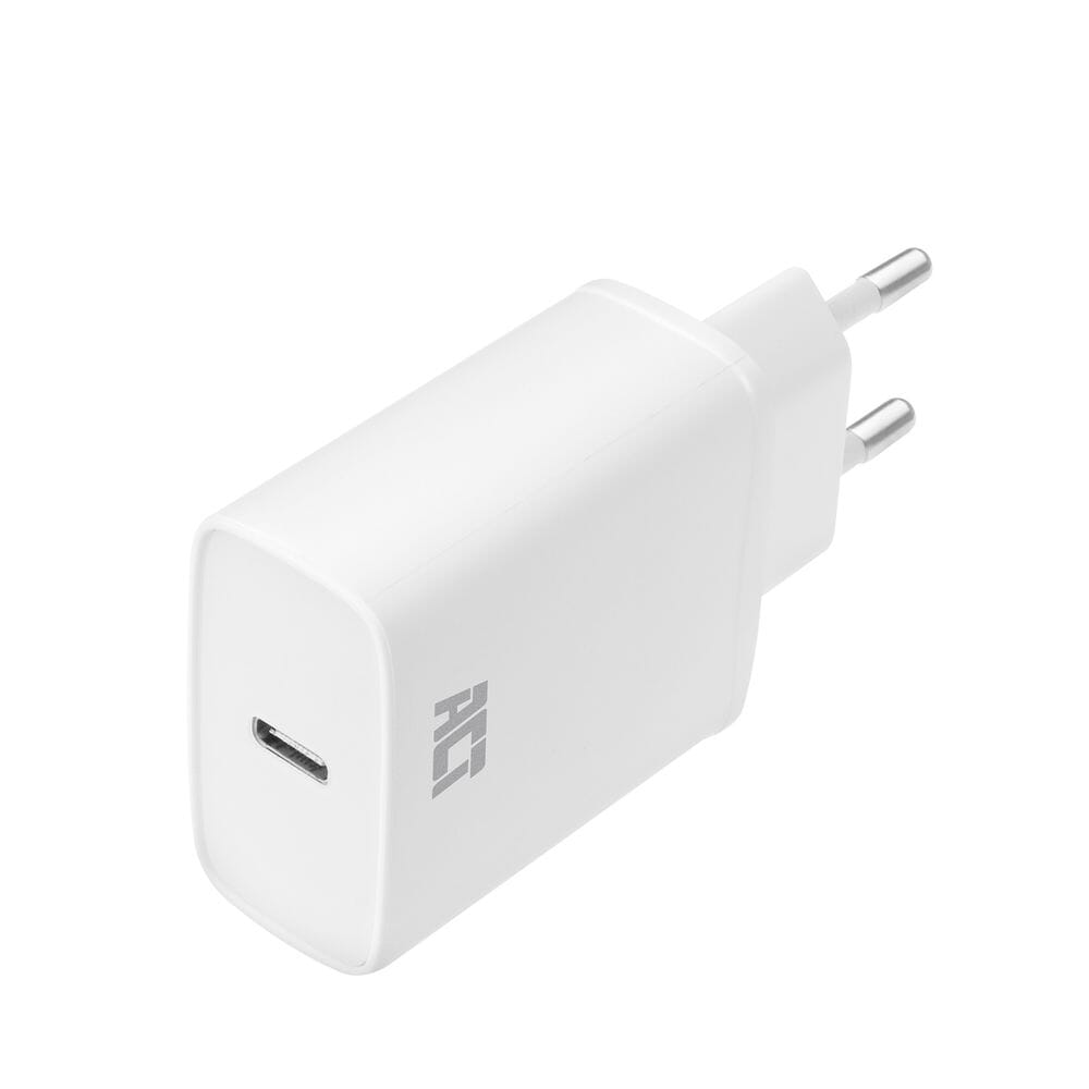 ACT USB-C-lader, 1-port, 20W, strømlevering, hvit