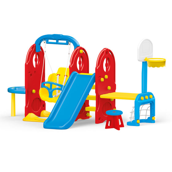 Dolu 7 in 1 Play set con slitta e rossa blu swing
