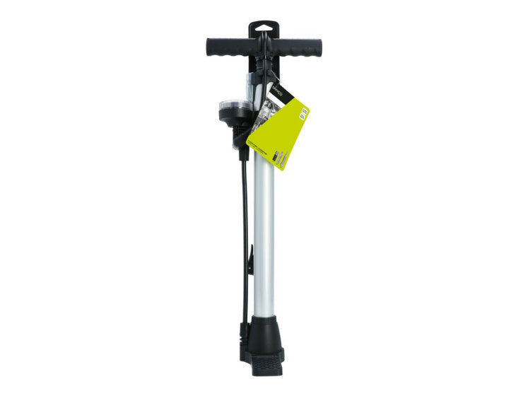 Dresco fietspomp manometer 52 cm dunlop, presta, schrader ventiel zilver