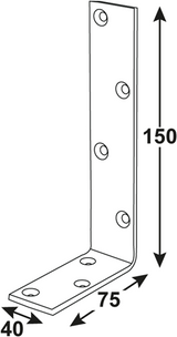 Connex gebogen winkelhaak - hoekijzer 150x75x40 bvz - dyb2004032
