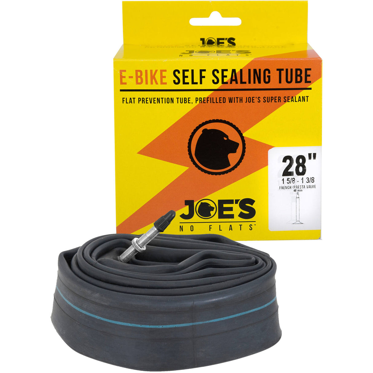 Joe's no flats inner tube Self Sealing Tube FV 48mm 28x1 5 8-1 3 8 e-bike