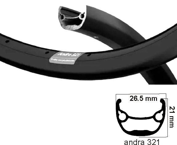 Ryde Velg Andra 321 26x1,75 (559) Disc 32G 6,5 Matt Black