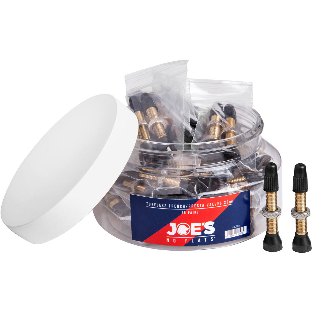 De Joe huet keng Flats Tubeless Presta Valiel 32mm (Pot 50 Stécker)