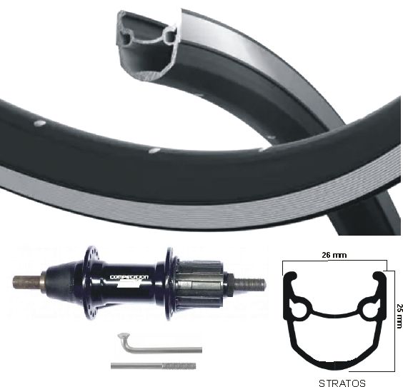KGS Baghjul 28 tommer (622) Rim Black Silver Cass 7SP Fixed Axis