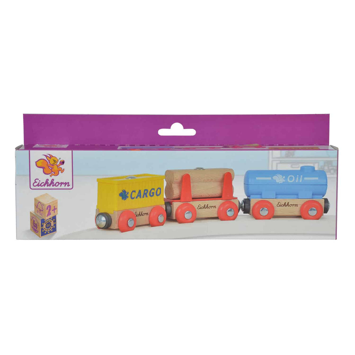 Jonotoys eichhorn 3 wooden wagons with magnets