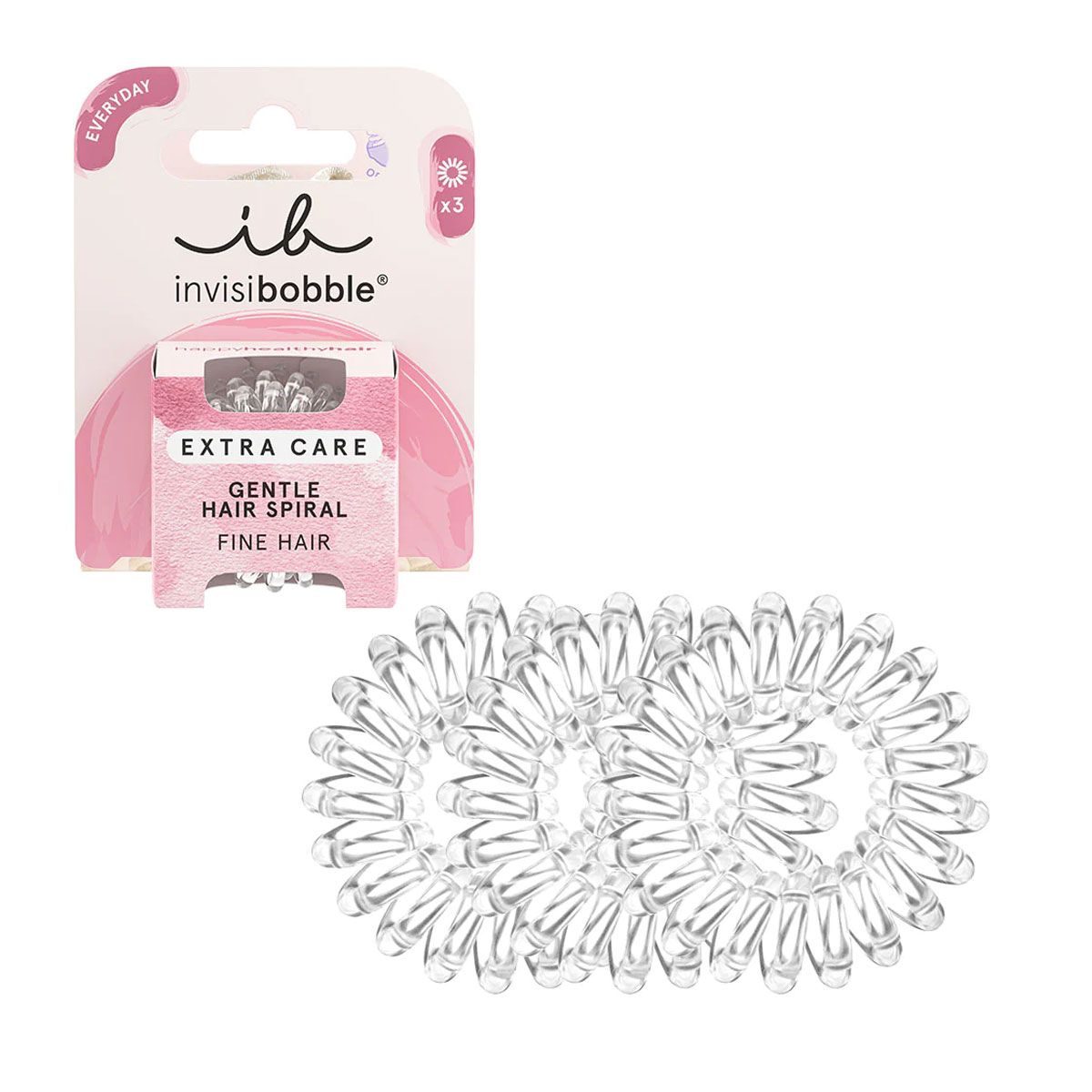 Invisibobble extra care gentle crystal clear 3 pieces