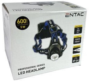 Enzo entac led čelovka zoom 5w hliníková čierna 4xaa - 5700310