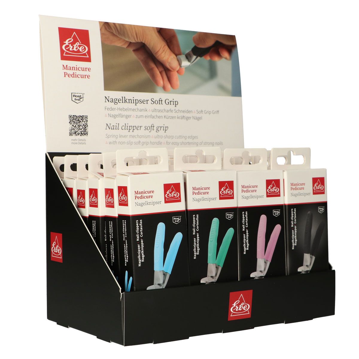Erbe solingen nail clippers soft grip display (erbe2916)