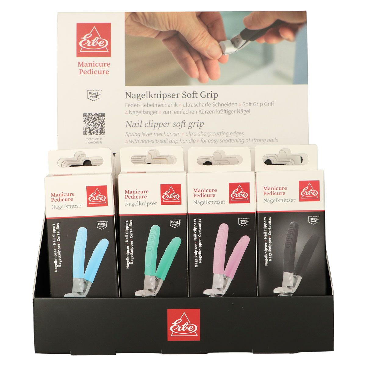 Erbe solingen nail clippers soft grip display (erbe2916)