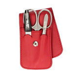 Erbe solingen 3-piece manicure case with press stud closure red (erbe9014)