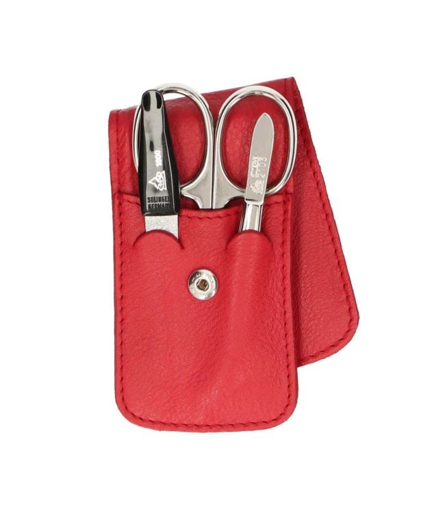 Erbe Solingen 3-part manicure case with red-cutting closure red (Erbe9014)