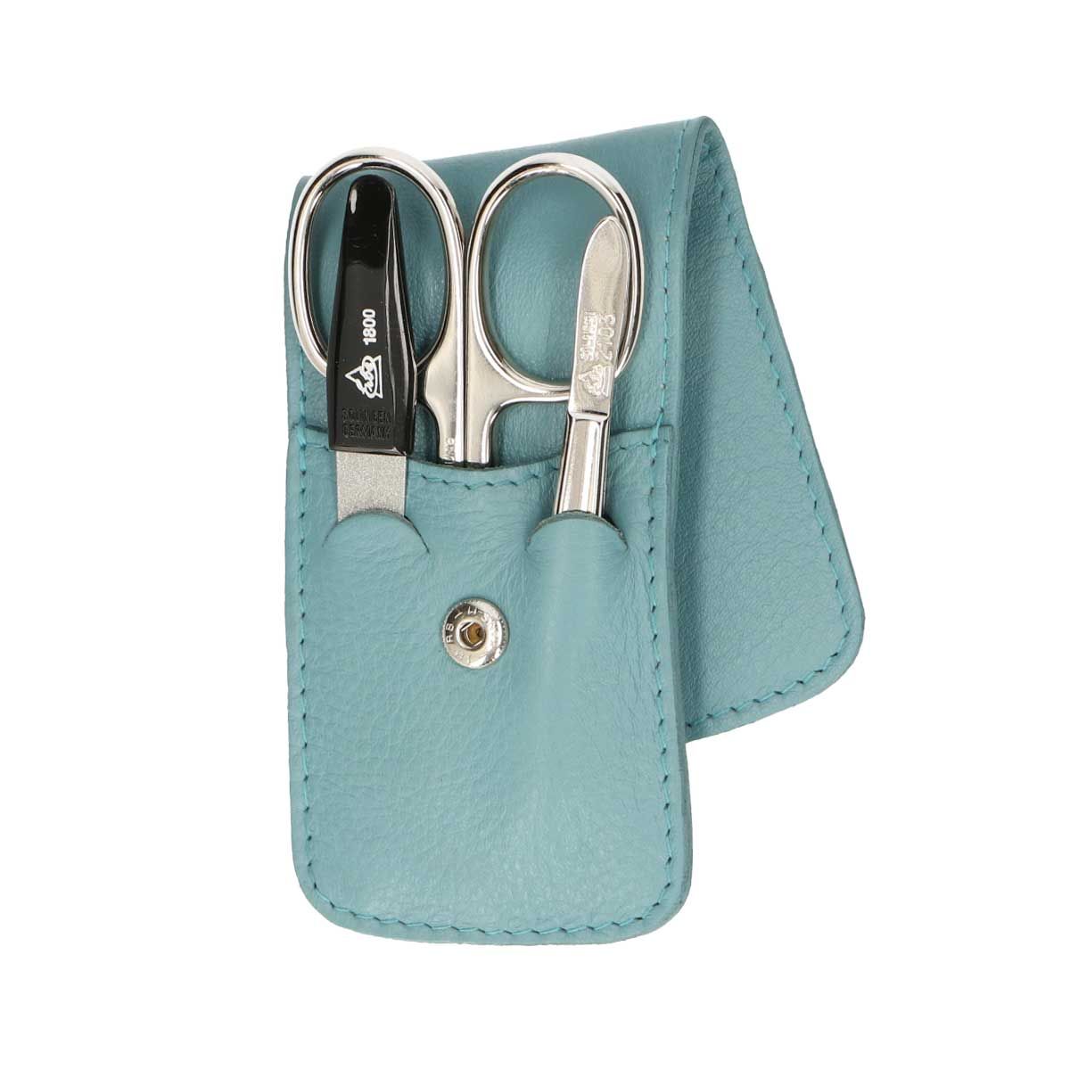 Erbe solingen 3-piece manicure case with press stud closure light blue (erbe9203)