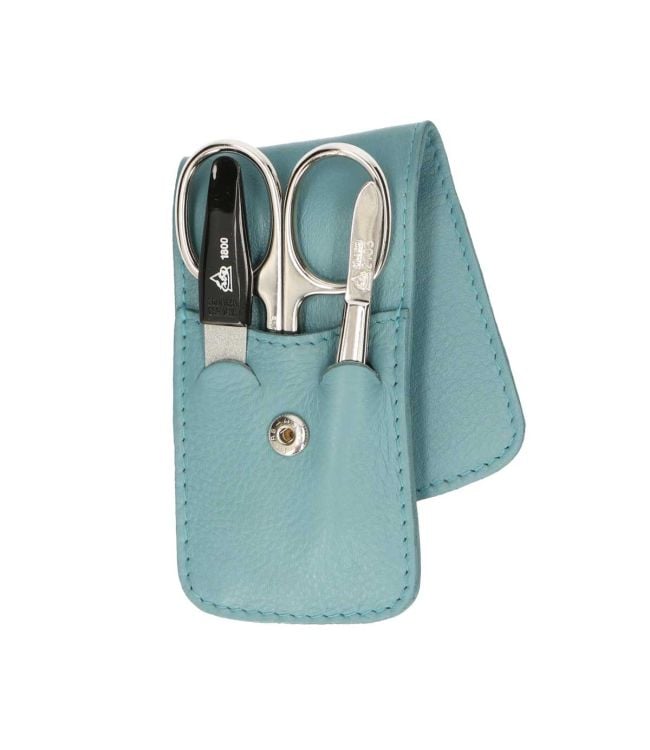 Erbe Solingen 3-part manicure case with press stud closure light blue (Erbe9203)