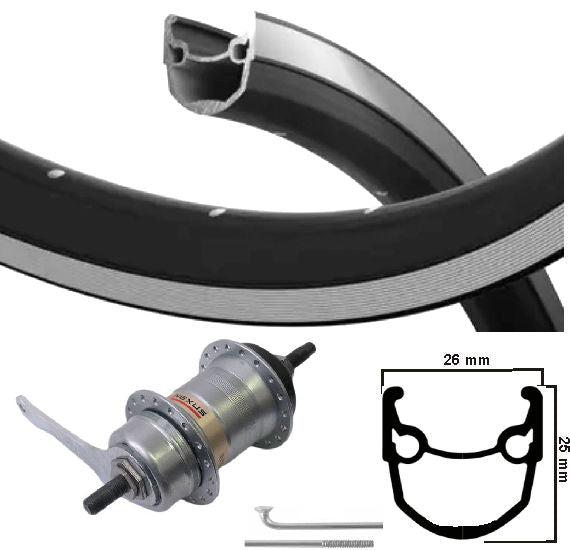 KGS Zadní kolo 28 palců (622) Ryde RIM Black Silver Nexus 3 Brzdní náboj