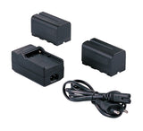Falcon Eyes 2 x Batteri NP-F750 + Batterioplader SP-CHG til LED-lampe