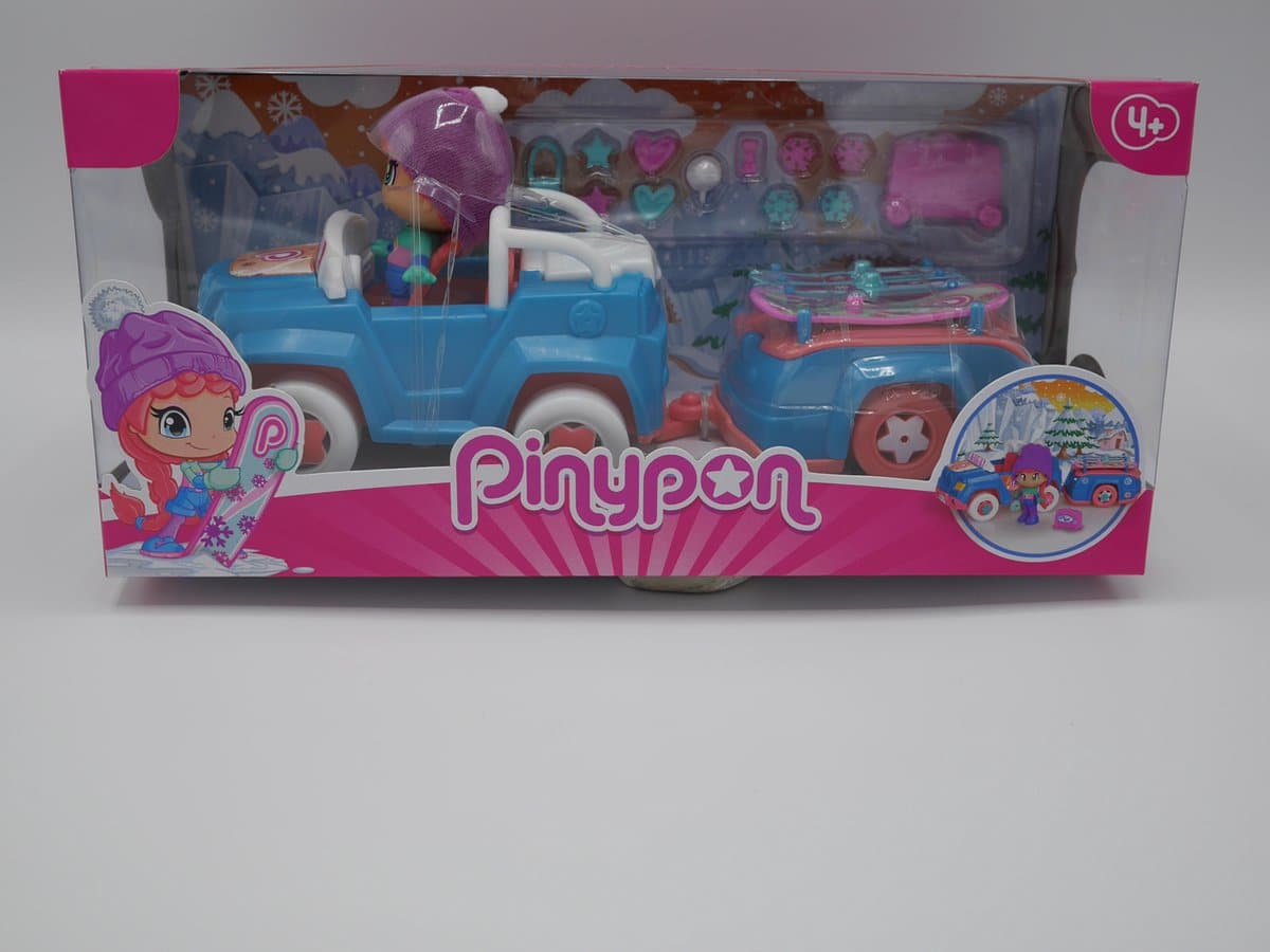 Famosa Pinypon ski jeep with trailer and figure.