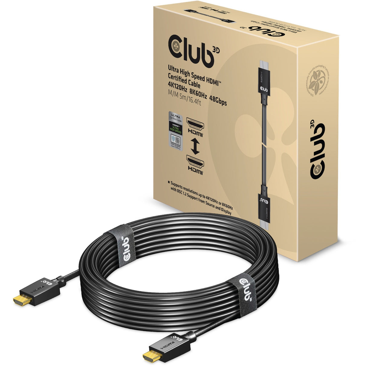 Club 3D Ultra High Speed HDMI Certified Cable (black, 5 meter, 4k 120hz, 8k 60hz)