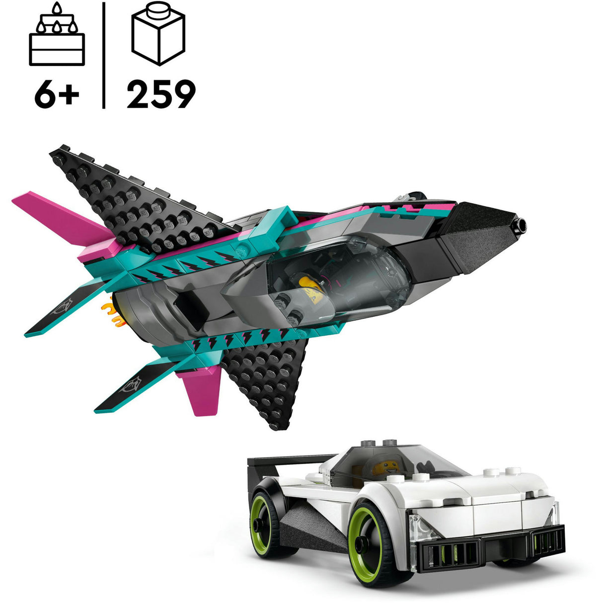 Lego city jet vs. car6 constructiespeelgoed