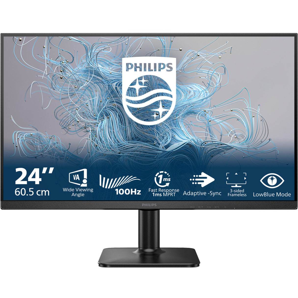 Monatóir Philips 24e2n1100lb 23.8 (dubh, hdmi, vga)