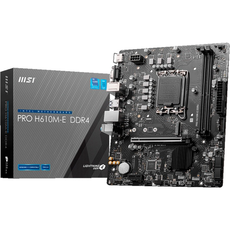Msi Pro H610M-E DDR4 Socket 1700 Motherboard (black, GB-LAN, sound, µATX)