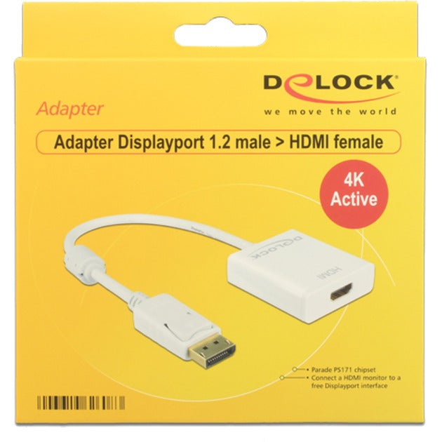 Delock DisplayPort to HDMI adapter (white, 0.2 meter, 4K)