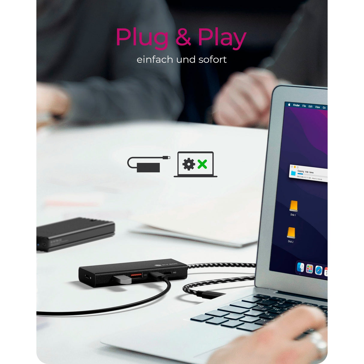Icy box ib-hub1436-cpd usb hub (black, 2x usb-a, 2x usb-c)