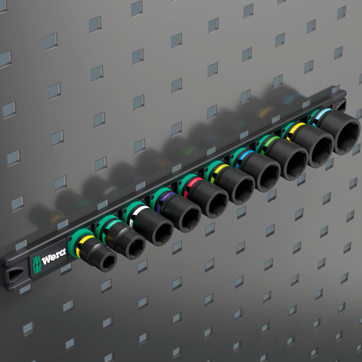 Wera 9608 dop-magneetstrip b impaktor imperial 1 dopsleutel (zwart groen, 9‑delig)
