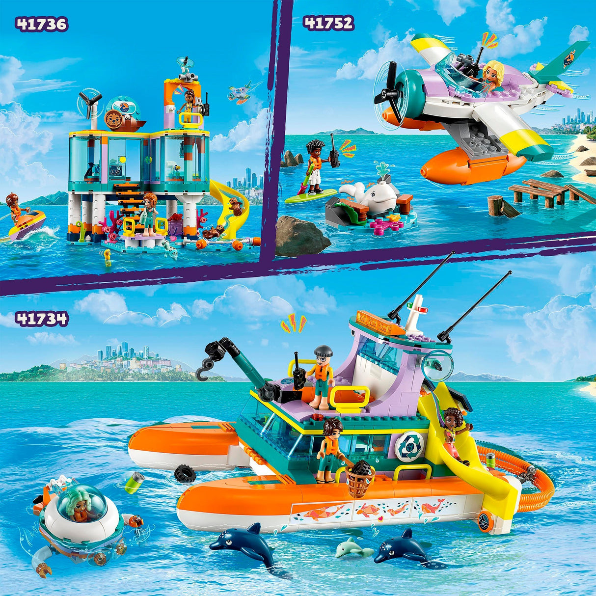 Amigos Lego - brinquedo de construção de barco de resgate marítimo (41734)