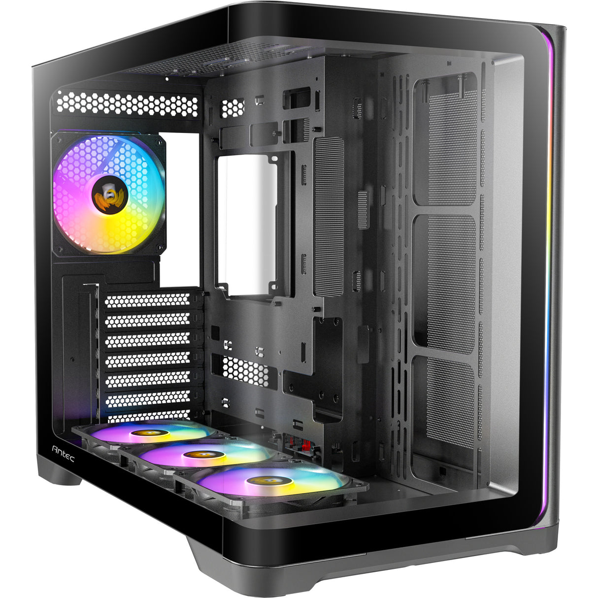 Caixa de torre midi argb curva Antec c5 (preta | 2x USB-A | 1x USB-C | vidro temperado)