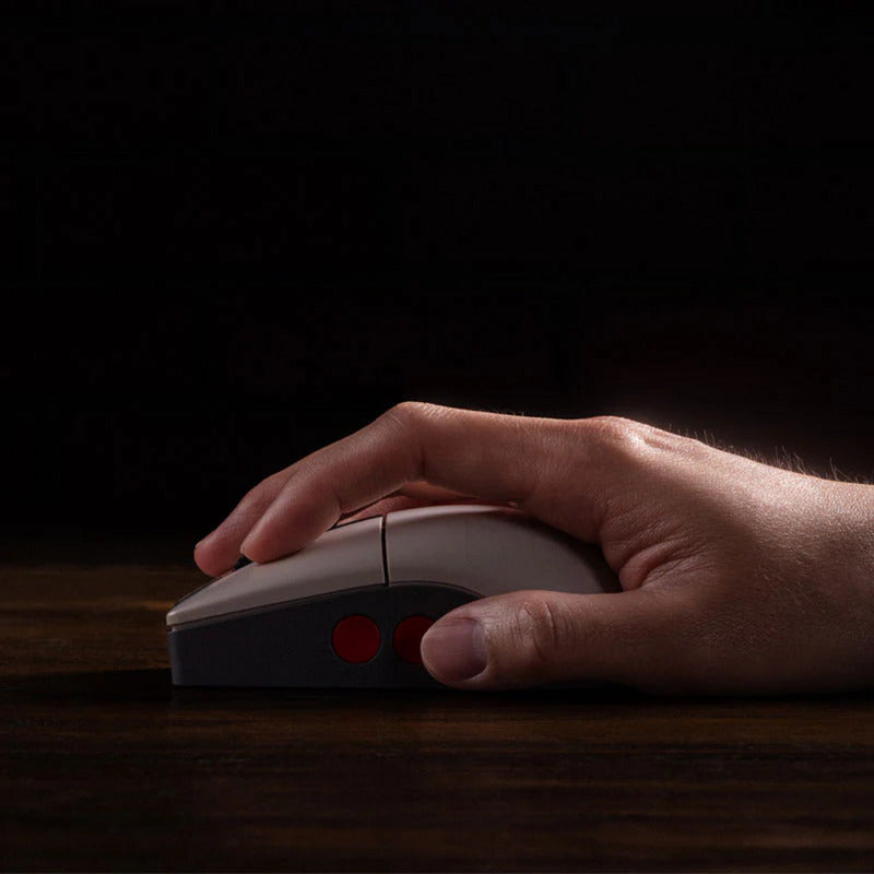 8bitdo retro r8 mouse - n edition (grey red, 50 - 26000 dpi, bluetooth usb-c 2.4 ghz)