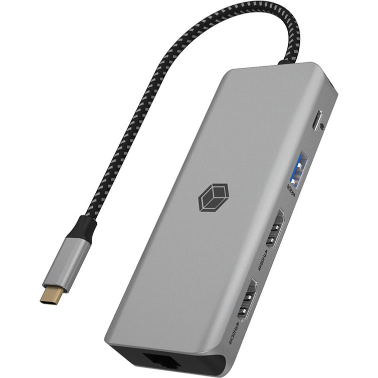 Icy box ib-dk4012-cpd docking station (aluminum, hdmi, usb-a, displayport, sd microsd card reader)