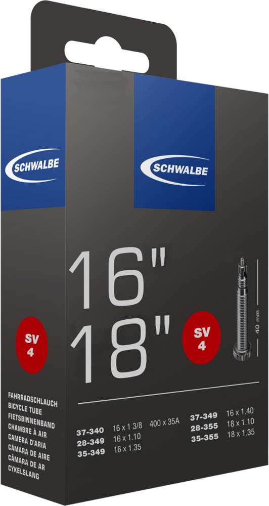 Schwalbe Tubo Interior Sv4 16 18 polegadas (37-340 35-355) FV 40 mm