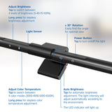 Act connectivity dimbare monitor led lichtbalk led-bar (zwart, usb-voeding, 3000k-6500k)