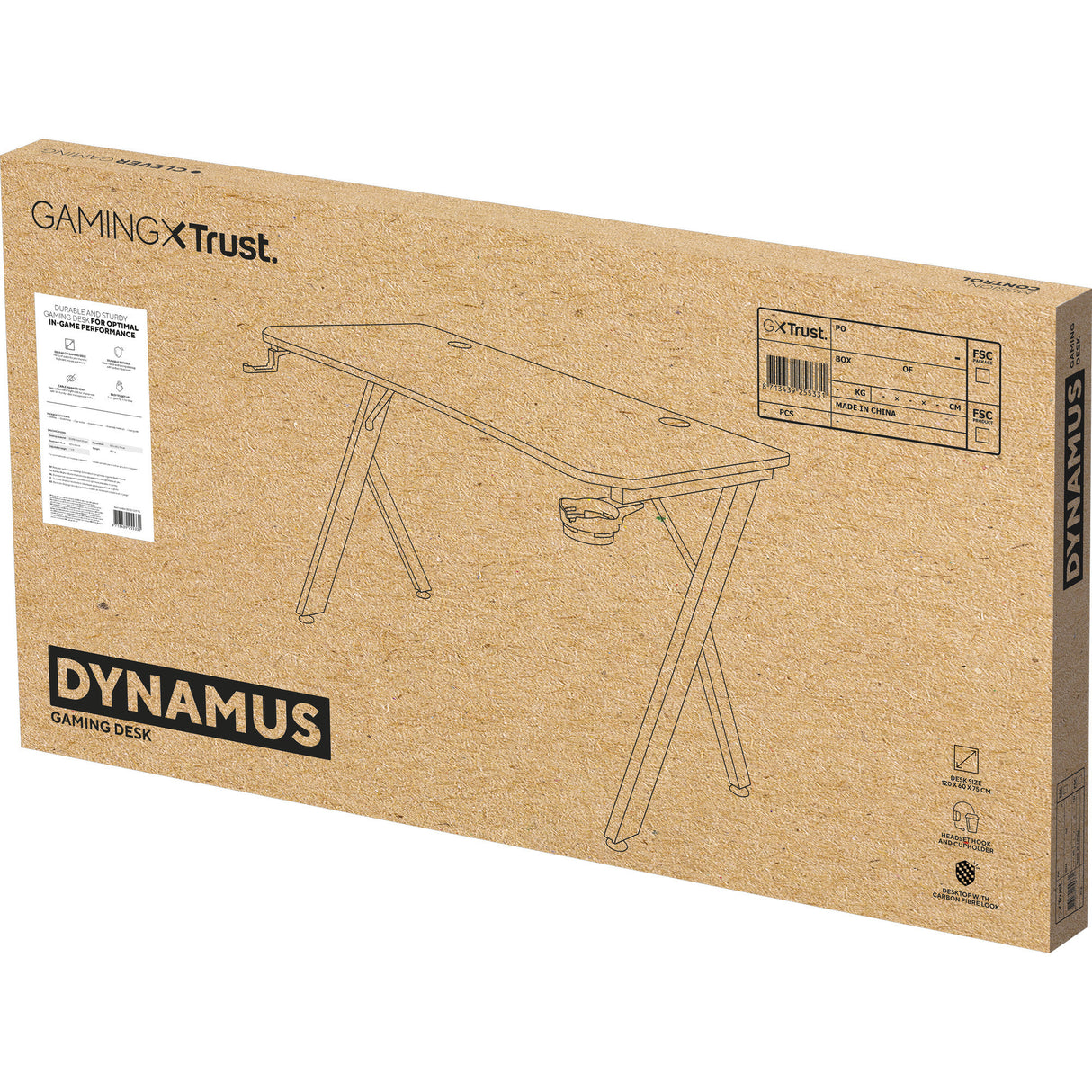 Iontaobhas gxt 712 deasc cearrbhachais tábla cearrbhachais dynamus (dubh)
