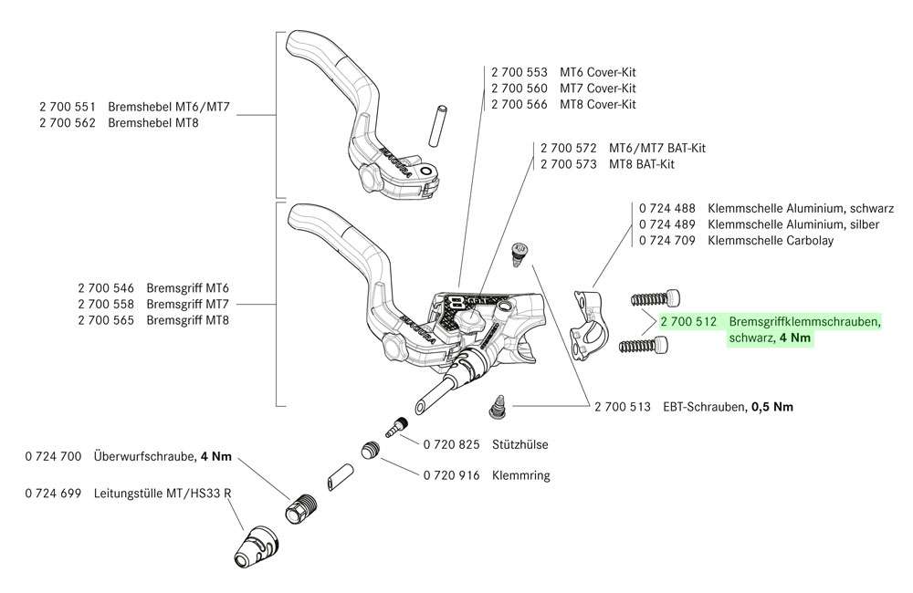 Magura brake lever clamp fixing bolts mt from 2015 t25 m5x17.5 (2 pieces)