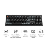 Keychron v6 ultra 8k wireless custom mechanical keyboard (zwart, us lay-out (qwerty), silk pom banana, 100%, rgb, hot swap, 2.4 ghz | bluetooth 5.3 | usb-c)
