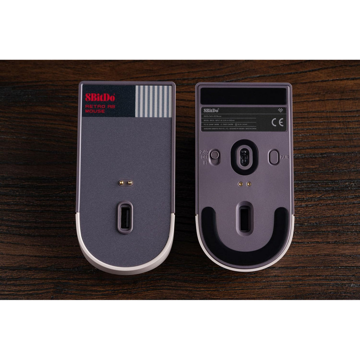 8bitdo retro r8 mouse - n edition (grey red, 50 - 26000 dpi, bluetooth usb-c 2.4 ghz)