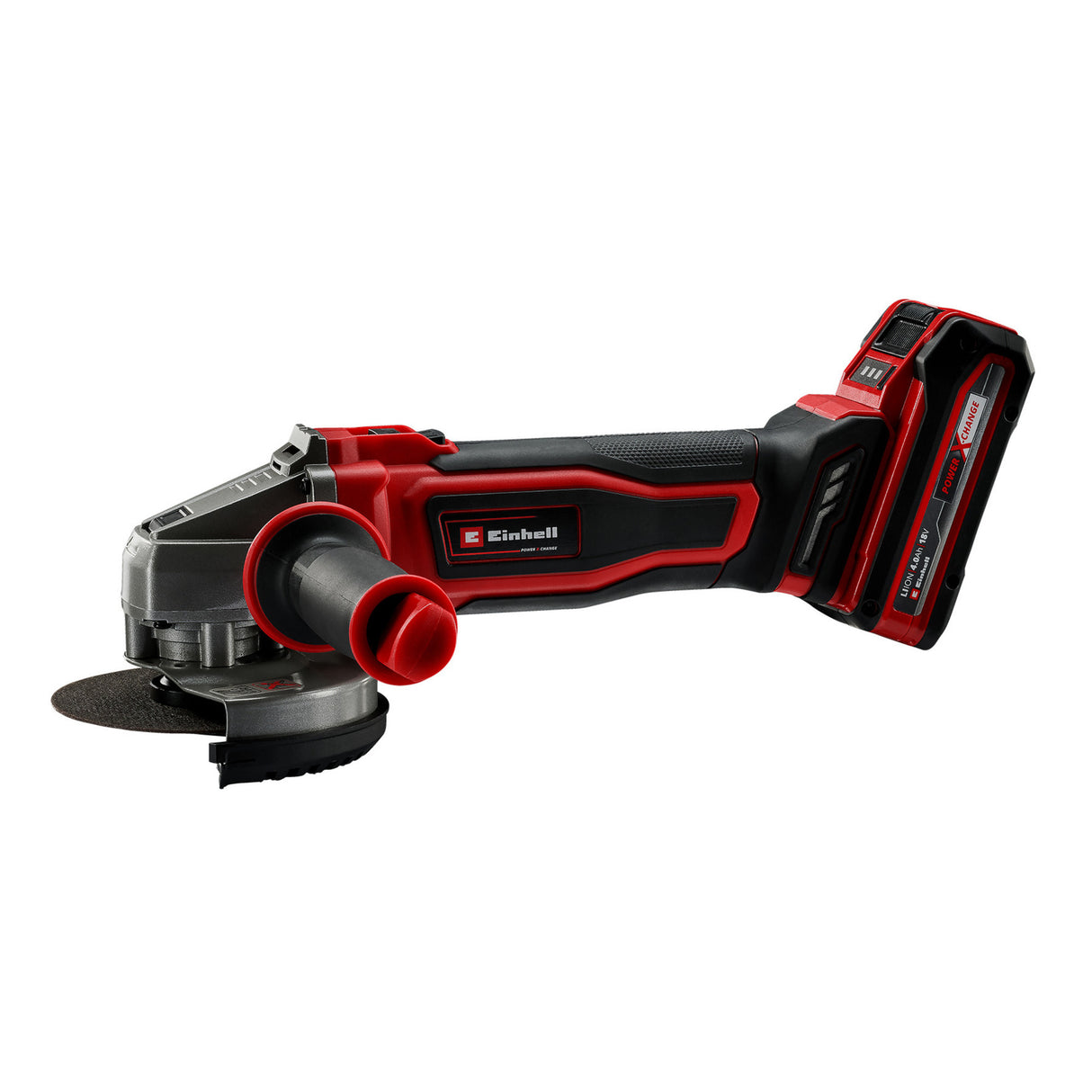Einhell batteri vinkelslip te-ag 18 125-2 li (1x4,0 ah) vinkelslip (röd svart, inkl. 4,0 ah power x-change batteri och laddare)