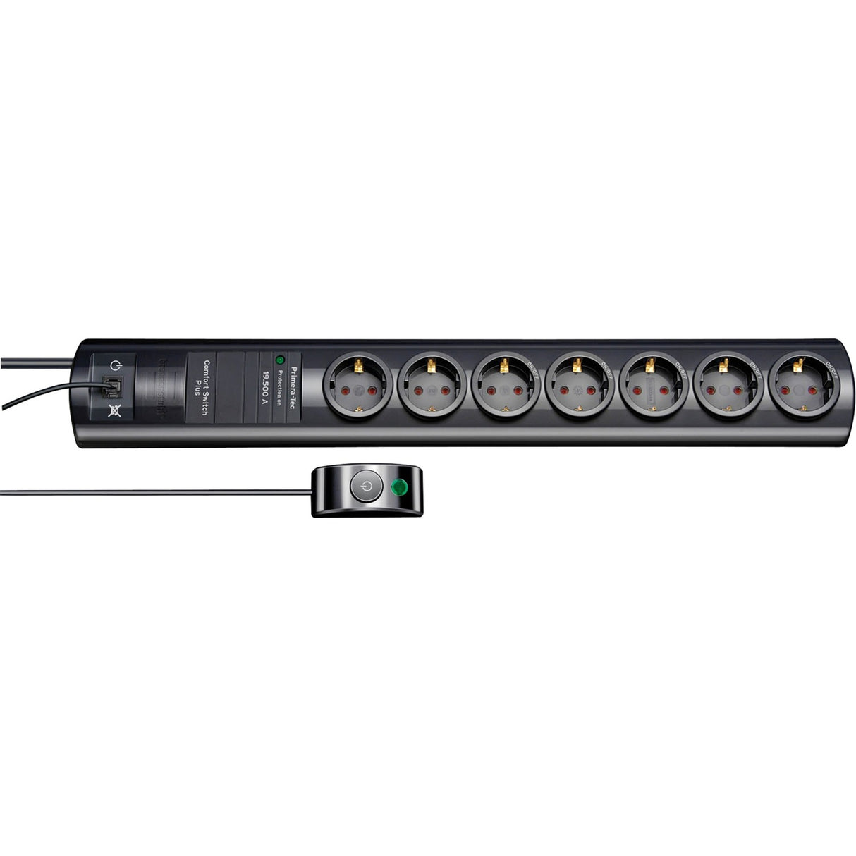 Brennenstuhl primera tec comfort switch plus 7-way power strip socket (black, 19,500a surge protection, external switch)